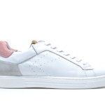 AQA A7665 Witte sneaker met roze en taupe accent