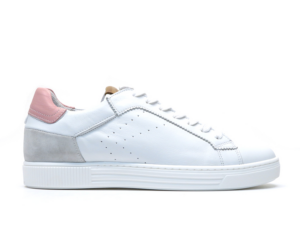 AQA A7665 Witte sneaker met roze en taupe accent