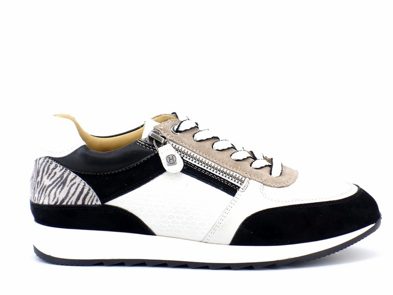 zonne bubbel vlot 240.016.0333 Sneaker zwart combi taupe H Zebra accent hiel- Helioform