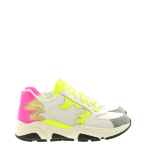 20506 Wit fluor yellow 'vlammen' runner Jochie Freaks