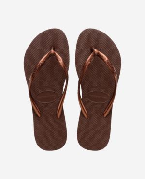 40000030 Slim dark brown metal/ brons bandje Havaianas