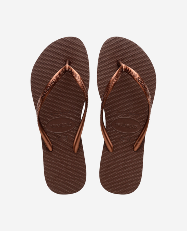 40000030 Slim dark brown metal/ brons bandje Havaianas