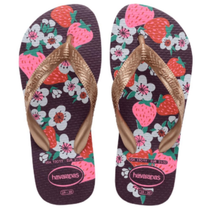 4000052 kids flores eggplant rose gold aardbei Havaianas