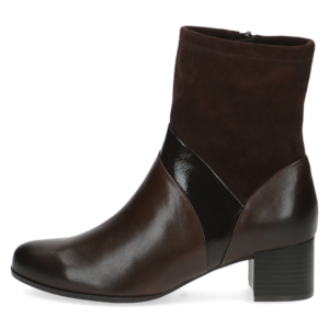 25319 Dk brown enkelllaarsje lak accent Caprice