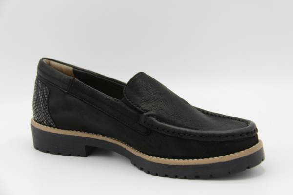 308.004 Moccassin zwart H profielzool Helioform