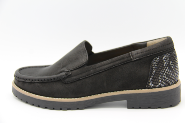 308.004 Moccassin zwart H profielzool Helioform