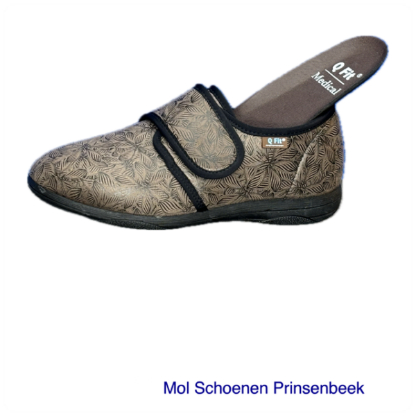 Geneve 2 taupe print pantoffel Q fit