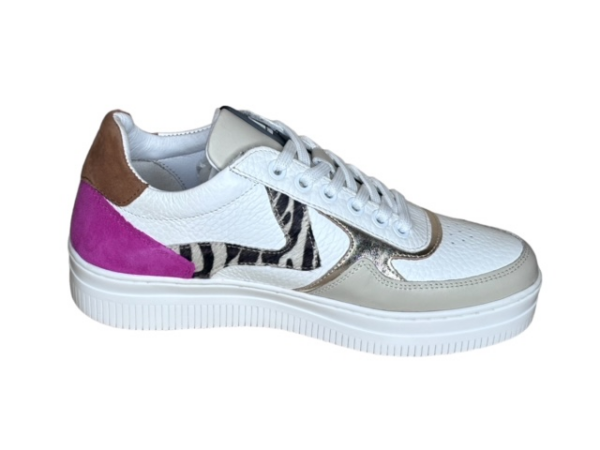 Maruti Momo wit- zebra- fucsia sneaker