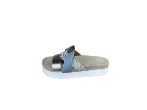 Maruti Bari blue leather silver slide