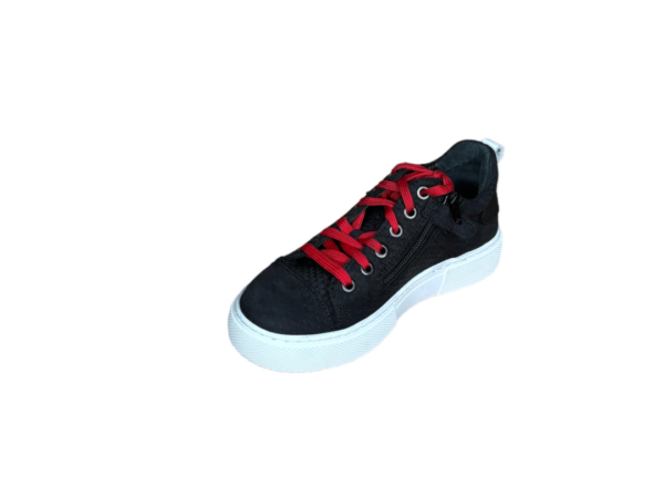 Track Zwarte sneaker witte streep rode veter 5
