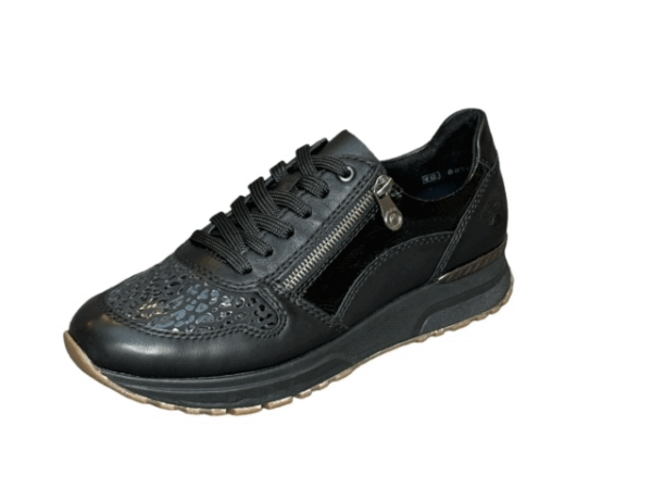 7401 Zwarte sneaker lak print Rieker