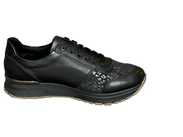 7401 Zwarte sneaker lak print Rieker